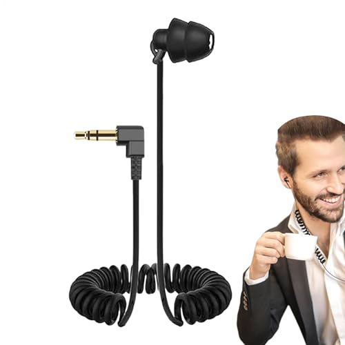Auricular con cable de una sola cara,auricular de una cara auriculares con cable de resorte,Auriculares estéreo con aislamiento acústico, auriculares de cara simple de 3,5 mm para teléfonos