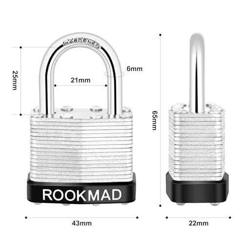 Image of Keyed Padlocks, Laminated Steel Padlock, Keyed Alike Locks with Same Keys, PE Plastic Hoop, This Pad Lock with Eco-Friendly Materials, 10 Pack