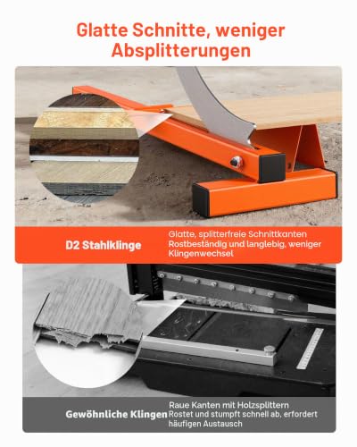 VEVOR Vinylschneider 304,8 mm, Laminatschneider 10 mm Schnittstärke, mit Schnittwinkelanschlag, Gummigriff, Abziehstein, D2-Stahlklinge zum Schneiden von Laminat, Vinyl, Heimwerkerbedarf