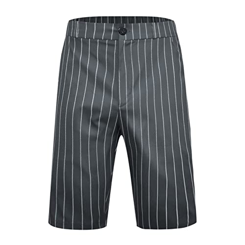 Short masculino casual verão slim listrado estampado zíper mosca cintura semi elástica bolso shorts,