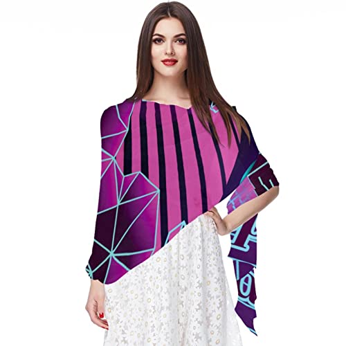 Châle et écharpe motif chevron rayé violet blanc bleu Multicolore 07