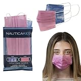 Nautica Kids 3-Ply Disposable Face Masks Tie Dye Purple/Pink Solid Travel Pack (10 Masks)