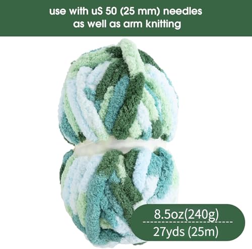 Image of Chunky Chenille Yarn for Hand Knitting 8 Jumbo Pack Jumbo Chunky Yarn for Hand Soft Blanket Knitting, Bulky Thick Fluffy Yarn for Crocheting (Sea of Clouds)