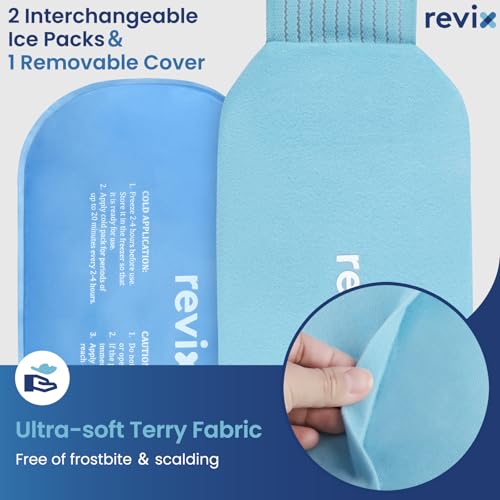 REVIX Ice Packs for Injuries Reusable, 2 Packs Hot and Cold Pack with Adjustable Strap, Flexible Ice Wraps for Joints and Muscle, Rotator Cuff, Back, Knee Discomfort Relief (10\" x 5\" Blue)