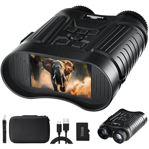 Night Vision Goggles, 4K Night Vision Binoculars for Adults, 3'' HD Screen & 8X Digital Zoom External Flashlight, 2000FT Viewing Range for Outdoor Camping