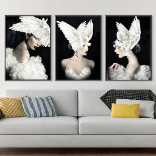Peinture murale luxe femme XINBAO triptyque moderne sans cadre