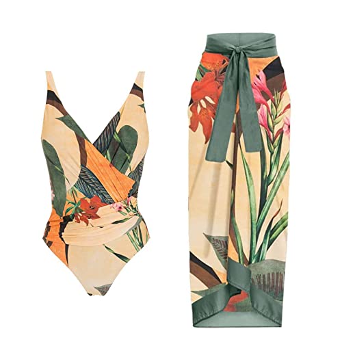 swimsuits for women women one piece swimsuit + one piece cover up two piece vintage print swimsuit monokini bikini two piece swimsuit two piece tankini set for women cute