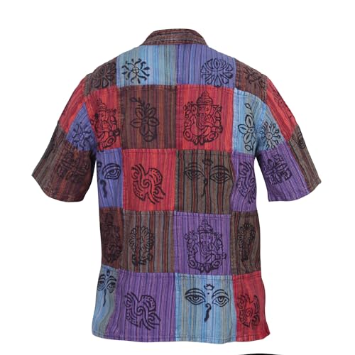 Ezhippie T-shirt patchwork hippie à manches courtes pour homme, Mix, 3XL – vue 3