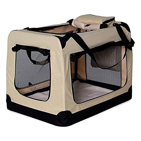 lionto Transportín para Perros Bolsa transportín para Perros Transportín Plegable Autobox Bolsa para Animales pequeños, (S) 50x34x36 cm Beige Cover