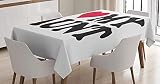 ABAKUHAUS Tante Nappe, Je Aime ma Tante Texte Bold, Linge de Table Rectangulaire pour Salle à Manger Décor de Cuisine, 140 x 170 cm, Gris Anthracite foncé Rose