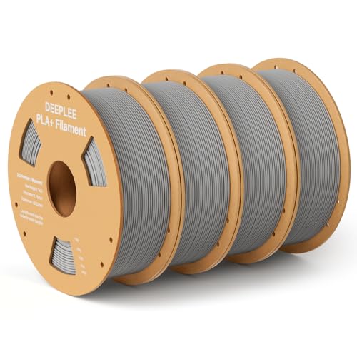 Image of PLA+ 1.75mm 3D Printer Filament, PLA Plus with Dimensional Accuracy + /- 0.02mm, Higher Strength and Toughness, Neatly Wound, No Clogging, Fits for Most FDM 3D Printers, 4 Pack 1kg Gray