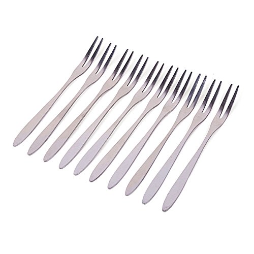 HornTide 12-Piece Tasting Forks Set 2 Tines Appetizer Fork for Dessert Fruit Salad Stainless Steel Mirror Polishing 5.3-Inch 13.5cm
