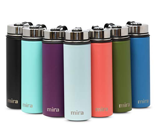 MIRA 22 Oz Stainless Steel Vacuum Insulated Wide Mouth Water Bottle - Thermos Keeps Cold for 24 hours, Hot for 12 hours - Double Wall Hydro Travel Flask - Pearl Blue