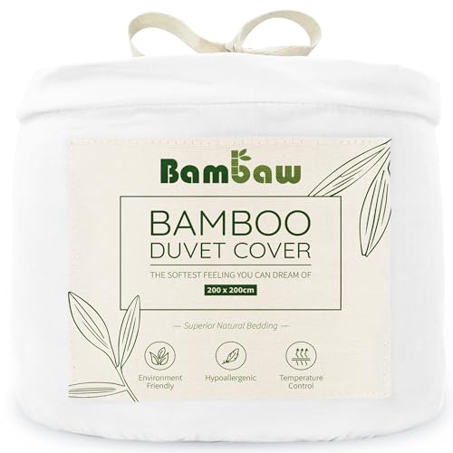 Bambaw Funda Nórdica de Bambu 200x200 cm, para Cama 140 cm, Sabanas Frio Verano e Invierno Que Regulan la Temperatura, Sabanas Frescas Antiacaros, Funda Nordica Hipoalergenica (Blanco)