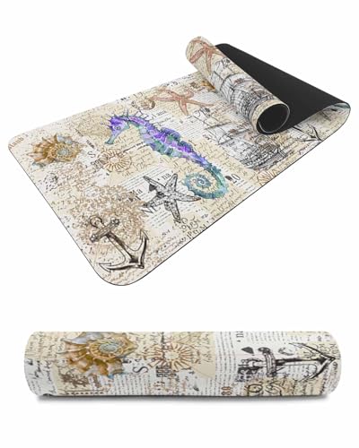 Debedcor Heat Proof Table Pads Waterproof Decorative, Teal Purple Seahorse Non-Slip Table Countertop Protector, Summer Coastal Nautical Ocean Insulation Mat for Kitchen Room, 40 x 12 Inches