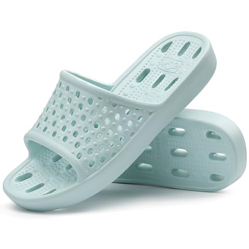 Xomiboe Quick Dry Shower Shoes for Women, Bathroom Slippers Ice