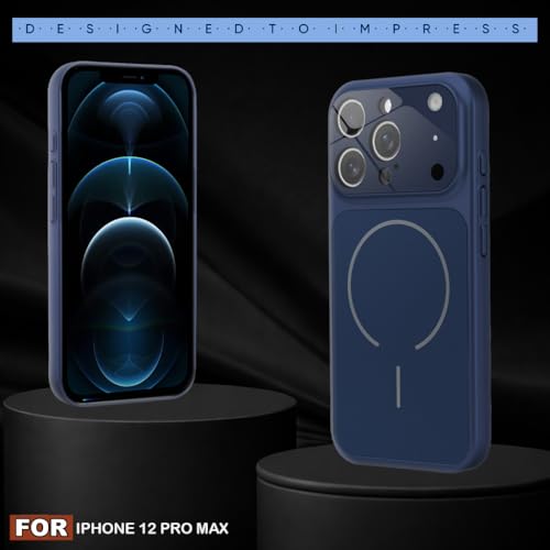 Image of SHINESTAR Premium Luxury Case Compatible with iPhone 12 Pro Max | Protective Back Cover with Camera Lens Safety | Wireless Charging Support | Slim Fit Durable Design | Enhanced Grip Protection Blue