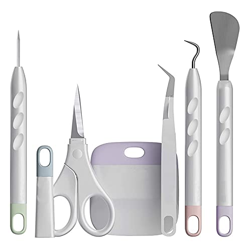 Chedin Vinyl Weeding Tools 6 Pcs Basic Craft Weeder Tool Set Cardstock Crafting Tools Kit for Weeding Silhouette, HTV, Cameos
