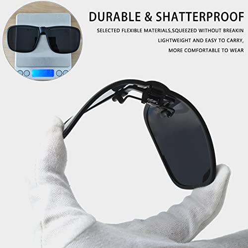 YAMEIZE Polarized Rectangle Clip On Sunglasses - Flip Up Glasses Anti-Glare UV Protection for Men Women Driving Fishing4
