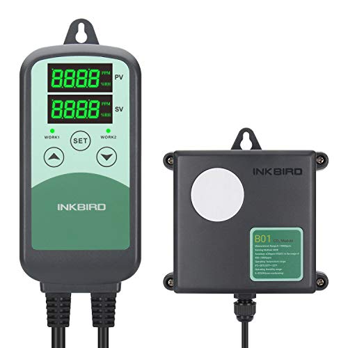 Inkbird ITC-500T Digitale CO2 Regelaar, Programmeerbare CO2-regelaar Monitor met Gevoelige NDIR-CO2-sensor voor Landbouw en Veeteelt, Kassen, Industriële Gebieden