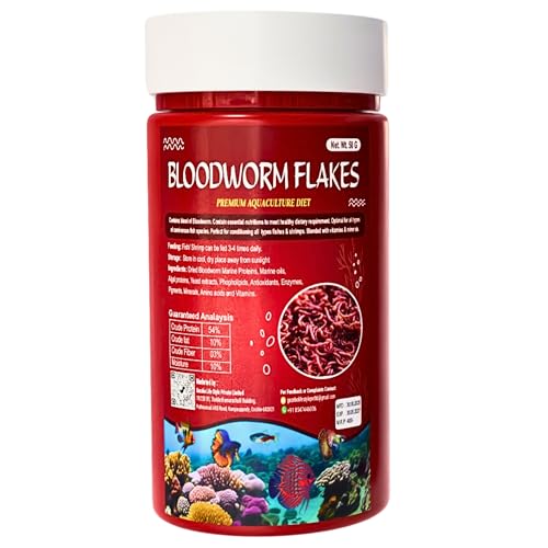 Image of MAF Fish Food Blood Worm Flakes 50 Gram for All Marine and Freshwater Fishes,All Life Stages