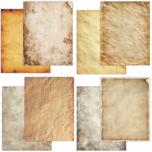 PARTH IMPEX 56 Sheets Vintage Writing Paper 8.5x11 - Letter Size Stationery Rustic Old Looking Letterhead Printer Paper - 120gsm Thick Decorative Antique Aged Double-sided Design
