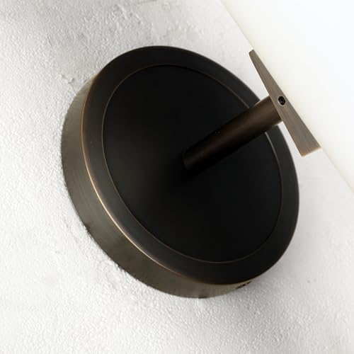 Image of Bianco Wall Sconce, Brass Wall Lighting with White Glass Shade, Bronze Finish