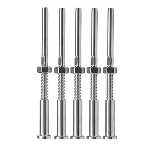 20 piezas de tensor invisible de cable roscado con extremo hexagonal para cable de 1/8 pulgada, color plata miniatura 2