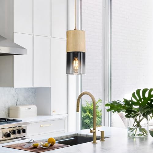 Image of 3-Pack Gold Pendant Light Fixtures, Adjustable Modern Black Pendant Lights for Kitchen Island, Industrial Glass Pendant Lights for Dining Table Hallway Bedroom Living Room