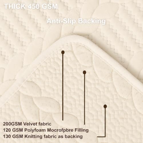 Image of HOMETHREADS Premium Embroidered Cotton Sofa Cover Mat with PVC Backing for Non-Slip Comfort (Beige, 1 Seater | 70x70cm)