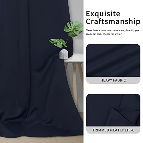 Image of Easy-Going Blackout Curtains for Bedroom, Solid Thermal Insulated Grommet and Noise Reduction Window Drapes, Room Darkening Curtains for Living Room, 2 Panels (42x95 in, Navy)