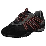  Geox U2207S Snake Sportlicher Herren Sneaker, Schnürhalbschuh, Freizeitschuh, atmungsaktiv, lose Einlegesohle, 44 EU, Schwarz Schwarz Orange