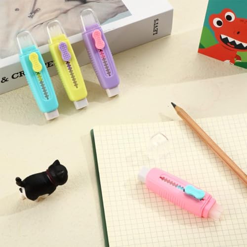 Kit 3 Borrachas Retrátil Cor Pastel Grande Com Vassourinha Silicone Limpeza