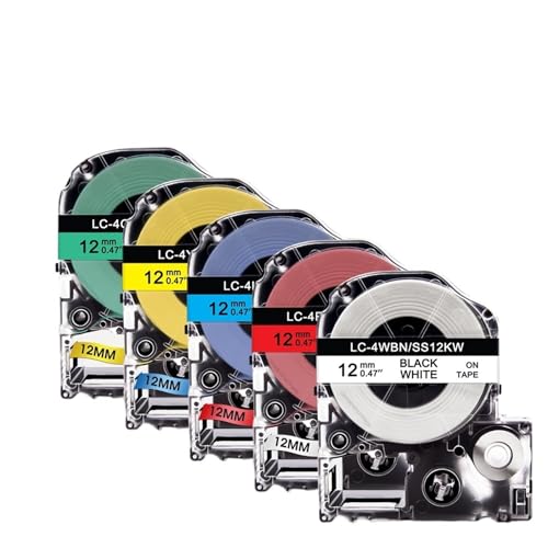 �݊���������܂�Epson LW-300/LW-400/LW-700 ���x���[�ɑΉ� | LK-4WBN SC12RW SC12YW SC12BW �v�����^�p 5 �� 12mm SS12KW �e�[�v(Mixed Color)