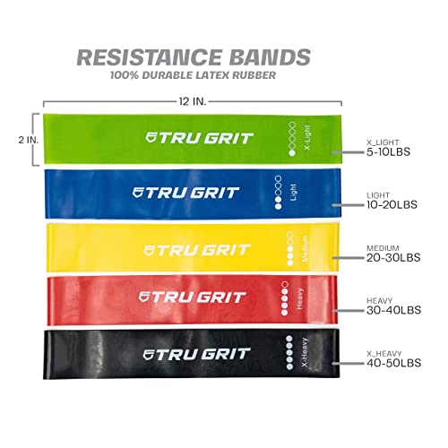 Tru Grit Resistance Bands, 5 Exercise Band Set, Resistance Loop Bands For Home Gym Workouts | Yoga | Stretch Bands With Carrying Bag #TOP1