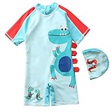 Generisch Badeanzug Einteiler Langarm UV-Schutz Badebekleidung mit Badekappe Bademode Sommer...