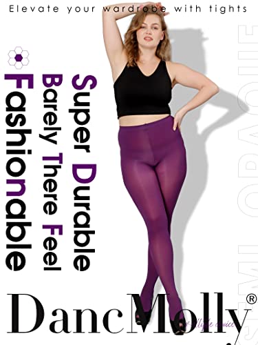 Image of DancMolly Plus Size Tights for Women, Control Top Semi Opaque Nylon Pantyhose High Waist