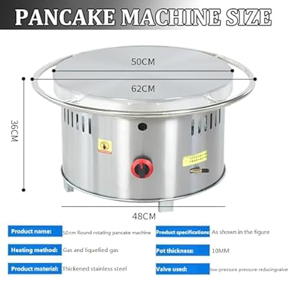 KJHYYPP Crêpes-Maker, Pfannkuchenmaschine mit Einstellbarer Temperatur, antihaftbeschichteter Crêpes-Pfanne und Holzverteiler für gewerbliche und Private (50cm) – Bild 7