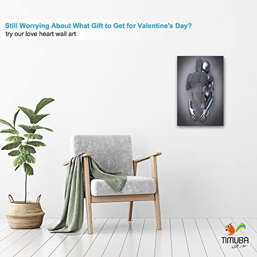 TIMUBA 3D Wall Art Decor, Bedroom Canvas Wall Art, Modern Grey Abstract Canvas Painting Wall Decor, 3D Metal Sculpture Effect Art Pictures for Living Room Bedroom Wall Decoration 12x18 Inches