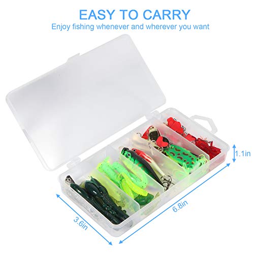 XTON 93Pcs Fishing Lures Kit Set for Bass, Trout, Salmon Including Frog Lures, Plastic Worms, Spinner Bait, Crank Bait, Jigs, Topwater Freshwater and Saltwater Lure with Tackle Box