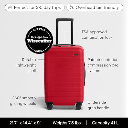 Image of Away Carry-On Luggage - 22-Inch Lightweight Hardside Suitcase with 360 Spinner Wheels, Interior Compression System, TSA-Approved Lock - Cherry Red