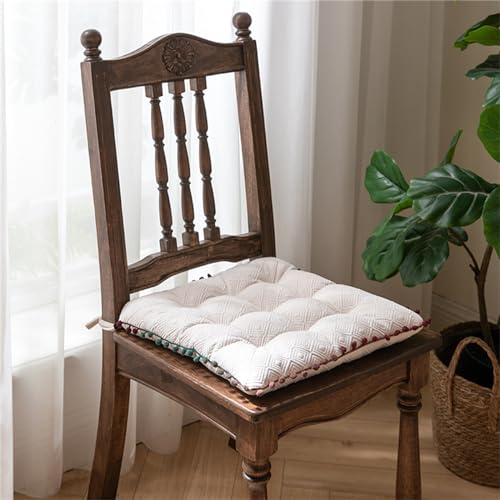 Hixingo Cojin para Silla de Salon 1 Pieza, Cojines para Sillas de Comedor Cojin para Silla Nordica Antideslizante Suave Cojines de Asiento for Home Kitchen Garden Oficina Gaming (40CM,Blanco)