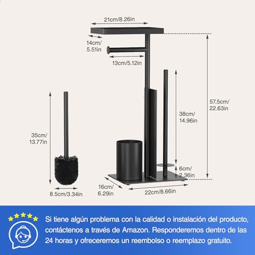 Miniatura 6 de Portarrollos De Papel Higiénico De Acero Inoxidable De Pie Con Escobilla Y Soporte Para Toallitas Húmedas, Inodoro