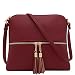 Lightweight Medium Crossbody Bag with Tassel Wine