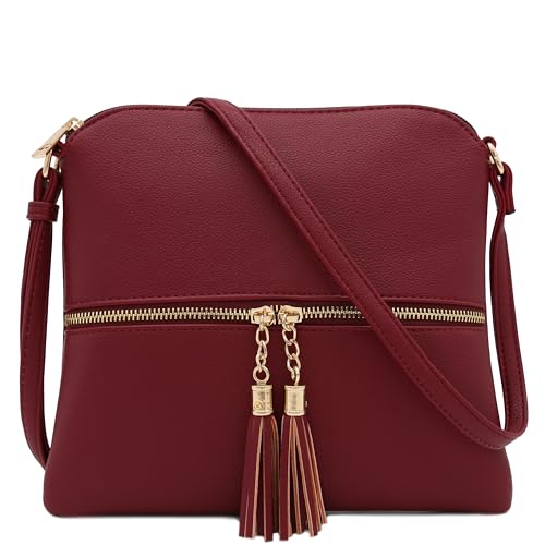 Image of DELUXITY Lightweight Medium Crossbody Bag with Tassel