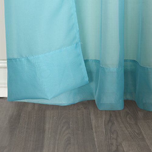 Image of No. 918 Emily Sheer Voile Rod Pocket Curtain Panel, Aegean Blue, 59 inchW x 84 inchL (1 Panel)