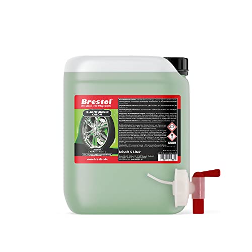 Brestol Chrome Rim Cleaner 5 Litres Ready to Use with Outlet Tap 51 mm for Chrome Rims Aluminium Wheels Steel Rims pH Neutral