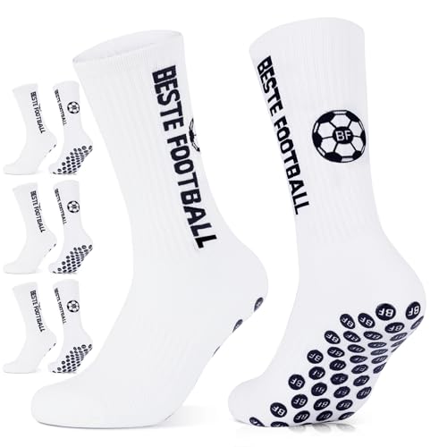 BESTE FOOTBALL 3 Paar Fußballsocken Anti Rutsch,39-42 Grip Socken Fussball für Herren Damen Kinder,Rutschfeste Football Socks,Sportsocken Atmungsaktiv für Fussball Laufen Radfahren Fitnessstudio
