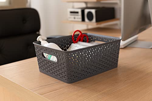 Aebeky Plastic Storage Basket,Medium Weave Basket Organizer,4-Pack (Grey) #TOP5
