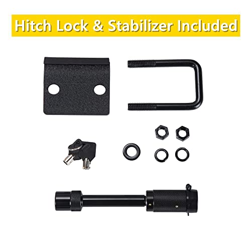 ONINE Hitch Armor Compatible with Vehicles with 2" Hitch Receiver, Textured Black, Hitch Step, Rear Bumper Guard Protector, with Pin Lock and Stabilizer - Thumbnail 6